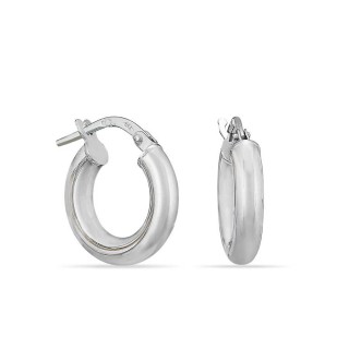 Pendientes de aro de oro blanco 18K tubo liso de 8 mm