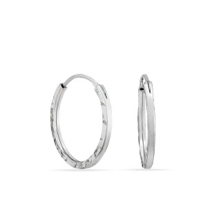 Pendientes de aro de oro blanco 18K lapidado tubo de 10 mm