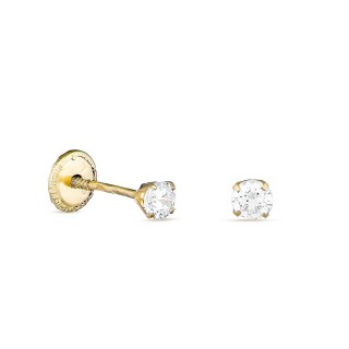 Pendientes de oro amarillo 18 K con circonita de 3 mm