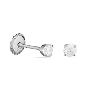 Pendientes de oro blanco 18K con circonita de 3 mm