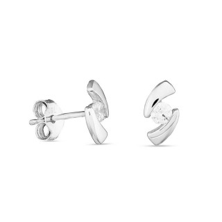 Brincos em ouro branco 18K com zircónia e 2 barras