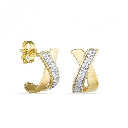 Pendientes bicolor de oro de 18K y diamantes de 0.01 ct