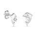 Pendientes delfines de oro blanco 18K y circonita central