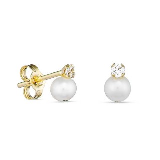 Brincos "Eu e Tu" em ouro amarelo 18K com zircónia 4 mm