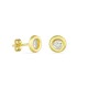 Brincos planos circulares em ouro amarelo 18K com zircónia