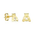 Brincos de urso em ouro amarelo 18K com zircónia central