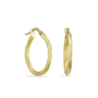 Brincos de argola em ouro amarelo 18K design trançado 15x2mm