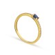 Anillo solitario de oro amarillo 9K circonitas y zafiro