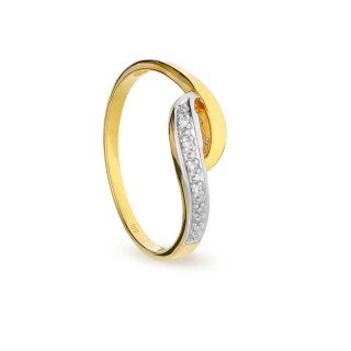 Anel em ouro amarelo 9K com diamantes de 0.02 ct