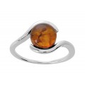 Anillo de plata ambar redondo