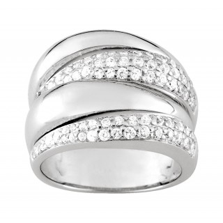 Anillo de plata 2 tiras con circonita