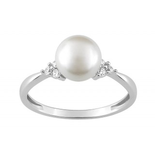 Anillo de plata con perla sintetica