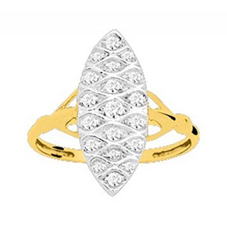 Anillo bañado en oro bicolor lanzadera rojo