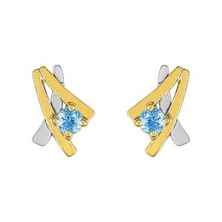 Pendientes de oro bicolor 9K con topacio