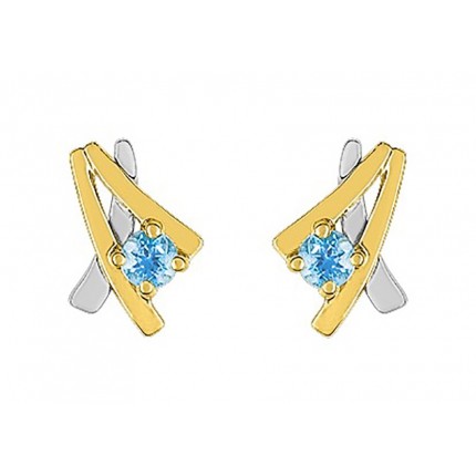 Pendientes de oro bicolor 9K con topacio
