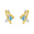 Pendientes de oro bicolor 9K con topacio