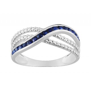Anillo de oro blanco 9K zafiro