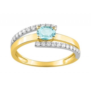 Anillo de oro bicolor 9K con 3 tiras agua marina