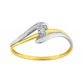 Anel em oro bicolor 9k com diamante