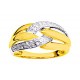 Anillo de oro bicolor cruzado con diamantes de 0.05ct