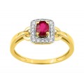 Anillo de oro bicolor 9K entrelazado con brillos rubí