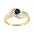Anillo de oro bicolor entrelazado de zafiro