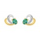 Brincos em ouro bicolor com esmeralda e zircónia