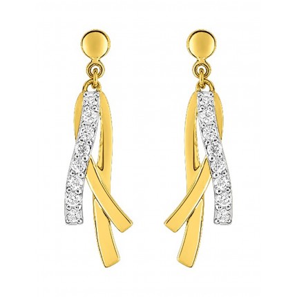 Brincos em ouro bicolor com 3 espirais e zircónia