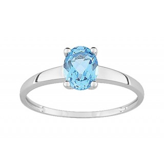 Anel em ouro branco 9k com topázio em 4 garras