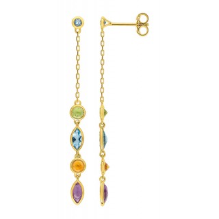 Pendientes de oro amarillo 9K con colgante multipiedras