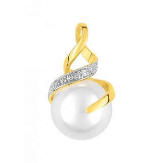 Pendente em ouro amarelo 9k con pérola 8mm e diamante 0.004 ct