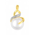 Pendente em ouro amarelo 9k con pérola 8mm e diamante 0.004 ct
