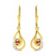 Pendientes de oro amarillo 9K con colgante rubi y circonita