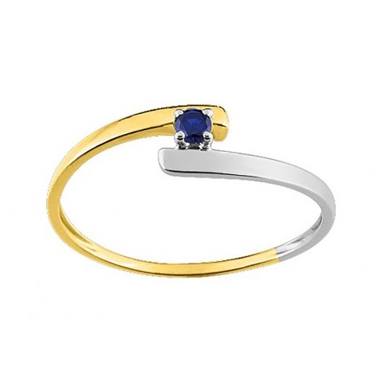 Anillo de oro bicolor y zafiro