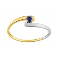 Anillo de oro bicolor y zafiro