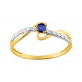 Anel em oro bicolor 9k com safira