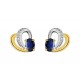 Pendientes de oro bicolor 9K con zafiro