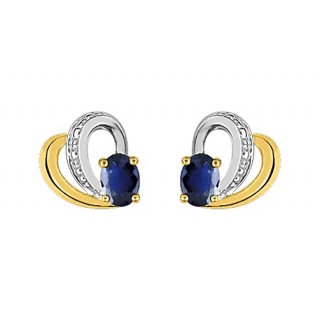 Pendientes de oro bicolor 9K con zafiro