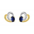 Pendientes de oro bicolor 9K con zafiro