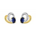 Pendientes de oro bicolor 9K con zafiro