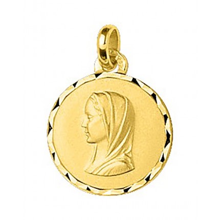 Pendente em ouro 9k com círculo e virgem