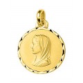 Pendente em ouro 9k com círculo e virgem