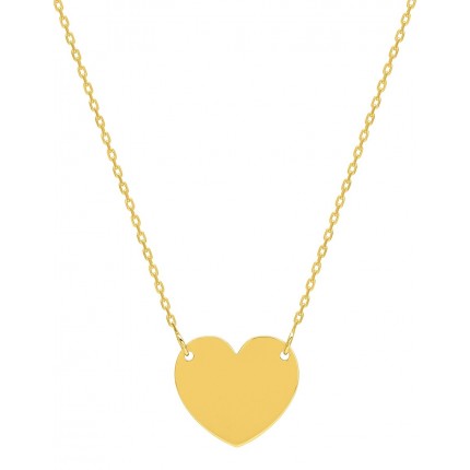 Collar bañado en oro con corazón chapa para grabar