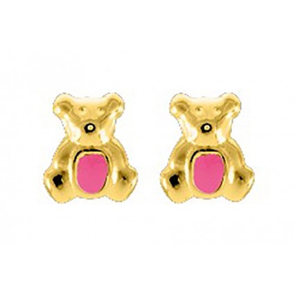 Brincos folheados a ouro com urso