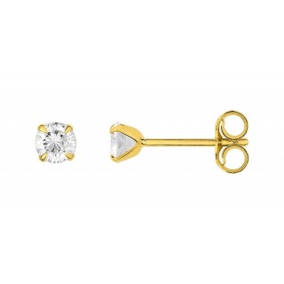 Brincos de ouro amarelo 9k com 4 garras e zircónia de 3.5mm