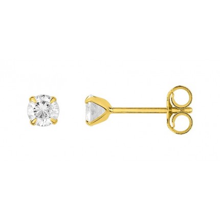 Brincos de ouro amarelo 9k com 4 garras e zircónia de 3.5mm