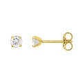 Brincos de ouro amarelo 9k com 4 garras e zircónia de 3.5mm