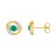 Pendientes de oro bicolor 9K esmeralda y circonita bicolor