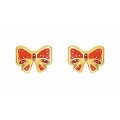 Pendientes de oro amarillo 9K con lazo rojo