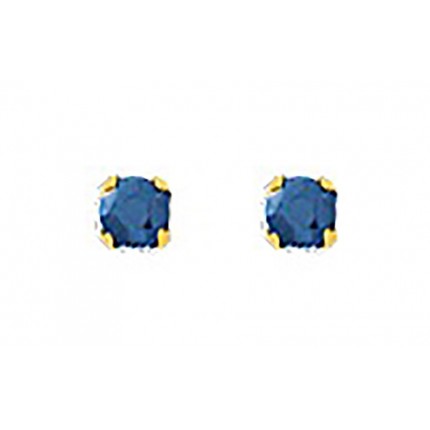 Brincos de ouro amarelo 9k com safira de 2.5 mm e 4 garras
